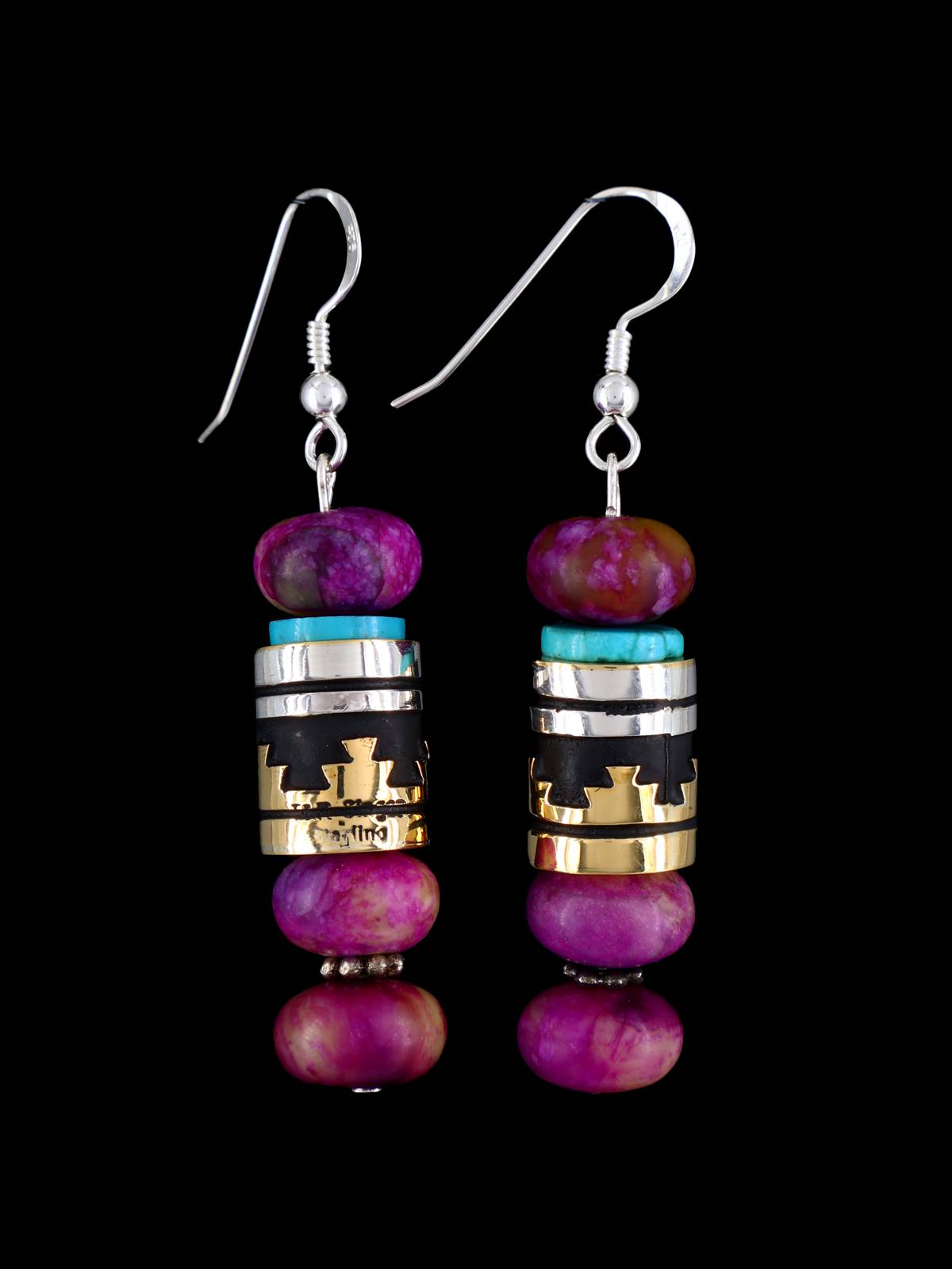 Navajo Multistone Beaded Dangle Earrings