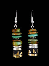 Navajo Turquoise Dangle Overlay Bead Earrings