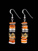 Navajo Spiny Oyster Dangle Overlay Bead Earrings