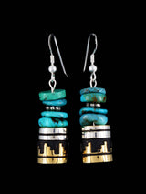 Boucles d’oreilles Navajo Spiny Oyster Dangle Overlay Bead