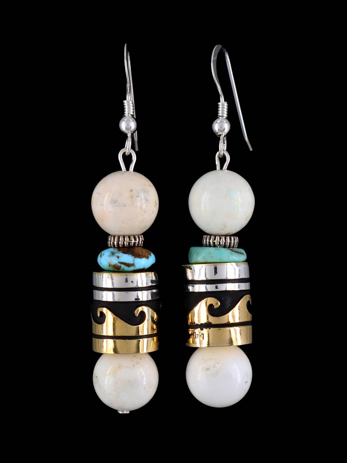 Navajo Multistone Beaded Dangle Earrings