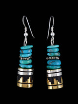 Boucles d’oreilles Navajo Spiny Oyster Dangle Overlay Bead