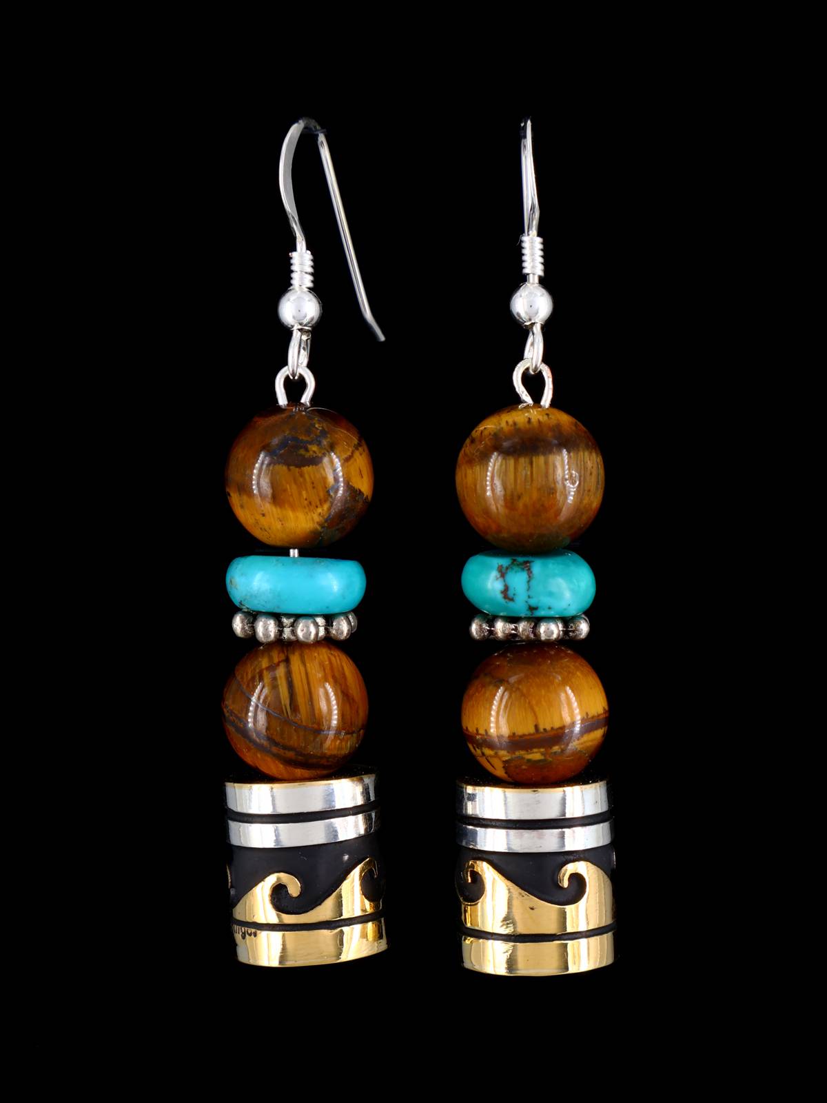 Navajo Multistone Beaded Dangle Earrings