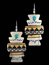 Boucles d’oreilles Navajo Overlay Sterling Silver et Gold Cross Dangle