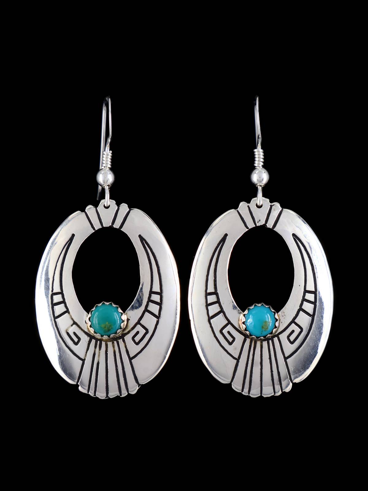 Navajo Sterling Silver and Turquoise Overlay Earrings