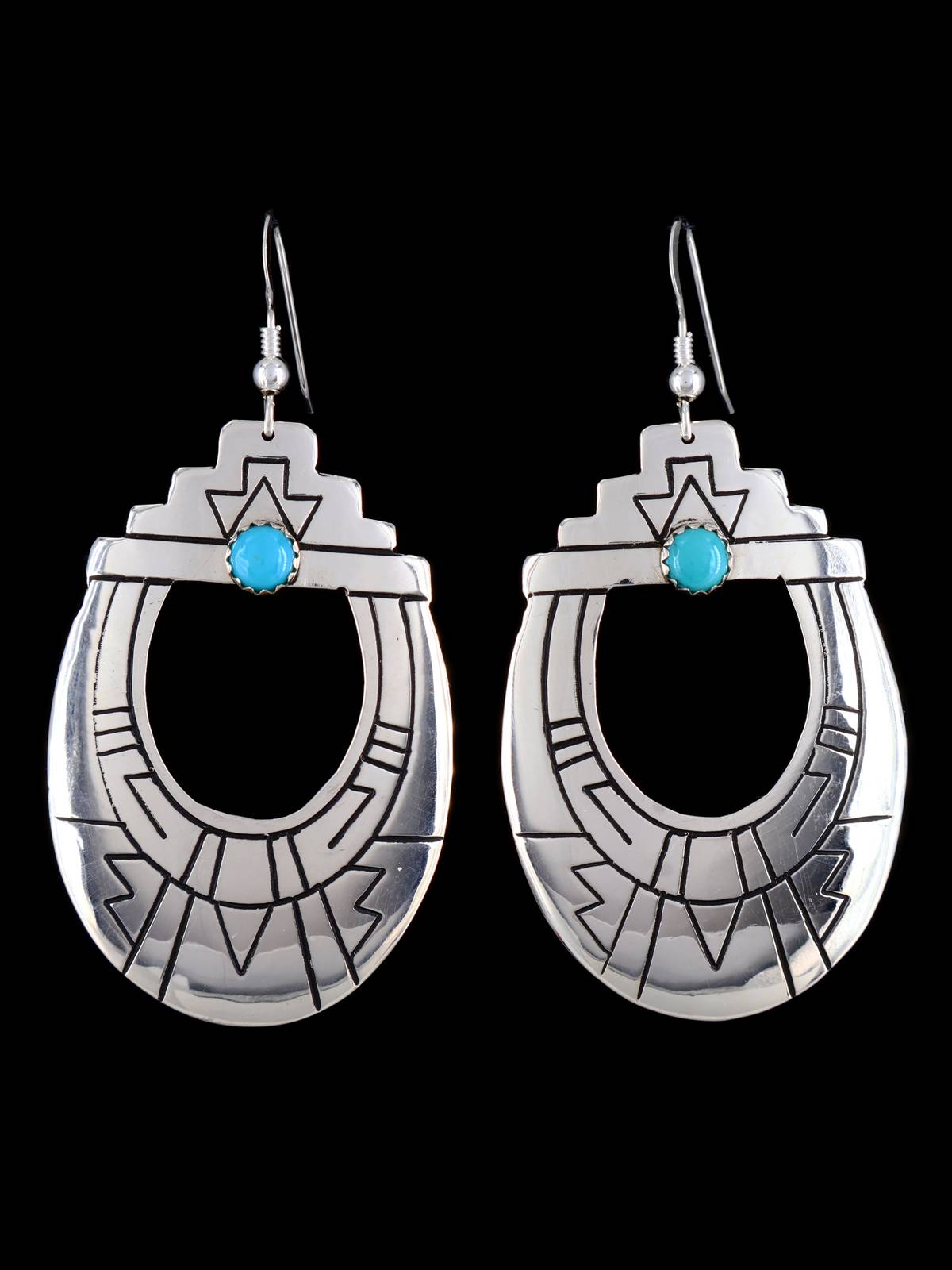 Navajo Sterling Silver and Turquoise Overlay Earrings