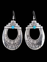 Navajo Sterling Silver and Turquoise Overlay Earrings