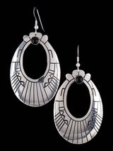 Navajo Sterling Silver and Onyx Overlay Earrings