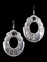 Navajo Sterling Silver and Onyx Overlay Earrings