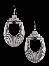 Navajo Sterling Silver and Onyx Overlay Earrings