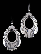 Navajo Sterling Silver and Onyx Overlay Earrings