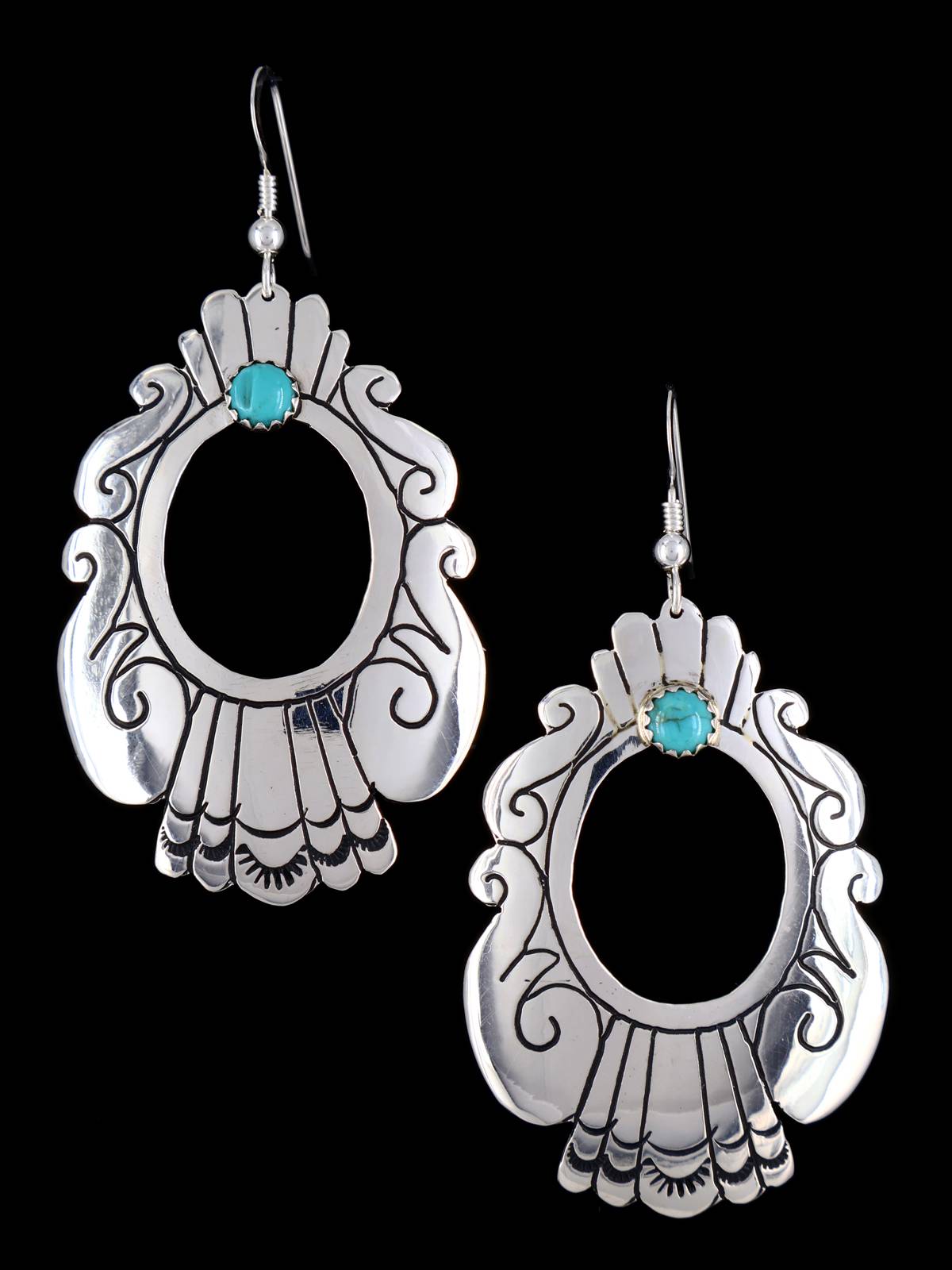 Navajo Sterling Silver and Turquoise Overlay Earrings