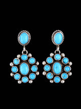 Boucles d’oreilles pendantes en argent sterling Navajo turquoise et épineux