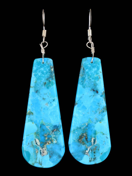 Navajo Turquoise Slab Dangle Earrings - PuebloDirect.com