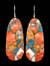 Santo Domingo Turquoise and Spiny Oyster Slab Dangle Earrings