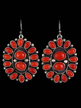 Native American Natural Mediterranean Coral Cluster Dangle Earrings