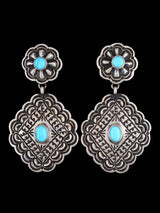 Native American Jewelry Turquoise Stamped Sterling Post Earrings