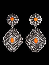 Native American Jewelry Spiny Oyster Stamped Sterling Post Earrings