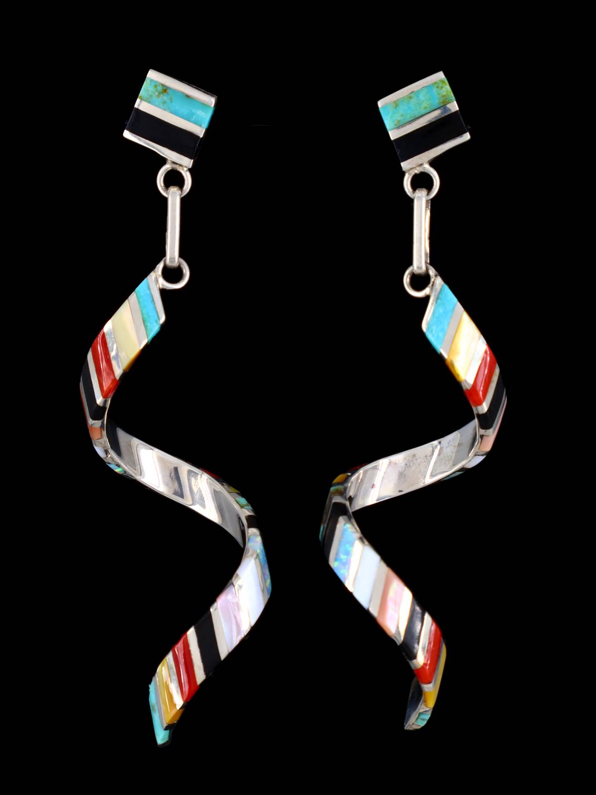 Zuni Sterling Silver Twisted Post Earrings - PuebloDirect.com