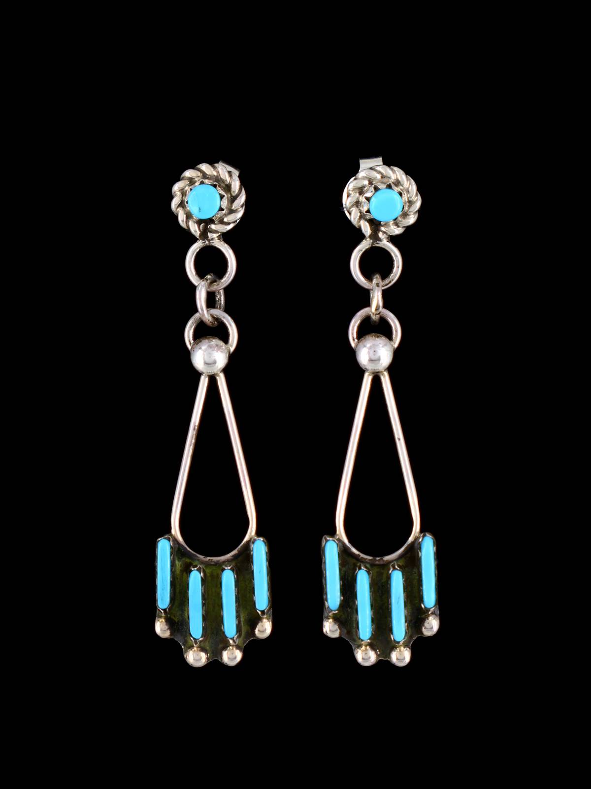 Native American Jewelry Turquoise Zuni Post Earrings - PuebloDirect.com