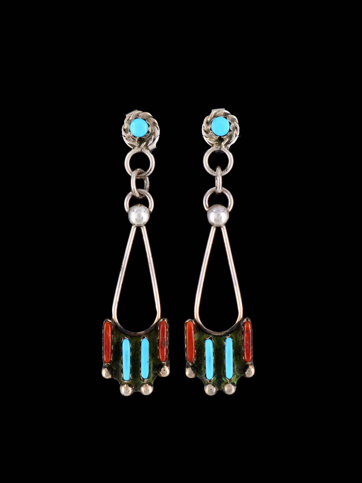 Native American Jewelry Turquoise Zuni Post Earrings - PuebloDirect.com