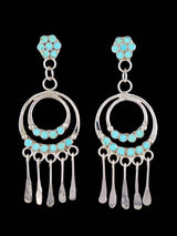 Zuni Jewelry Turquoise Inlay Post Dangle Earrings - PuebloDirect.com
