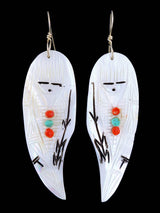 Zuni Inlay Mother of Pearl Maiden Dangle Earrings - PuebloDirect.com