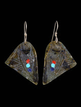 Zuni Inlay Labradorite Maiden Dangle Earrings - PuebloDirect.com