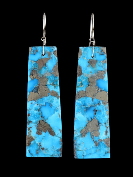 Navajo Turquoise Slab Earrings - PuebloDirect.com