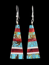 Santo Domingo Inlay Mosaic Dangle Earrings - PuebloDirect.com