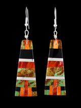 Santo Domingo Inlay Mosaic Dangle Earrings - PuebloDirect.com