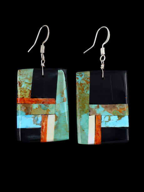 Mosaic Santo Domingo Inlay Dangle Earrings - PuebloDirect.com