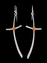 Native American Spiny Oyster Dangle Cross Earrings - PuebloDirect.com