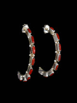 Zuni Coral Half Hoop Post Earrings - PuebloDirect.com