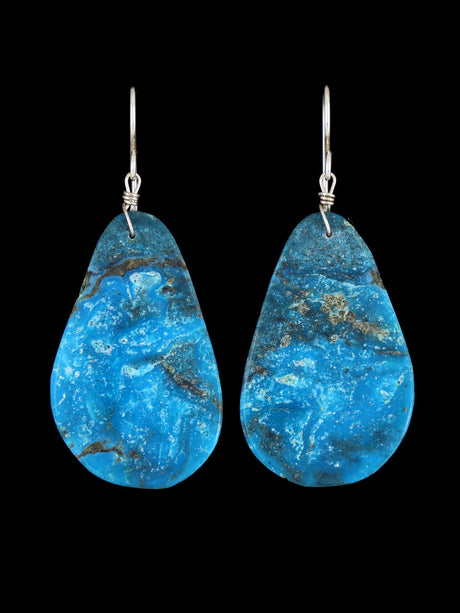 Navajo Turquoise Slab Earrings - PuebloDirect.com
