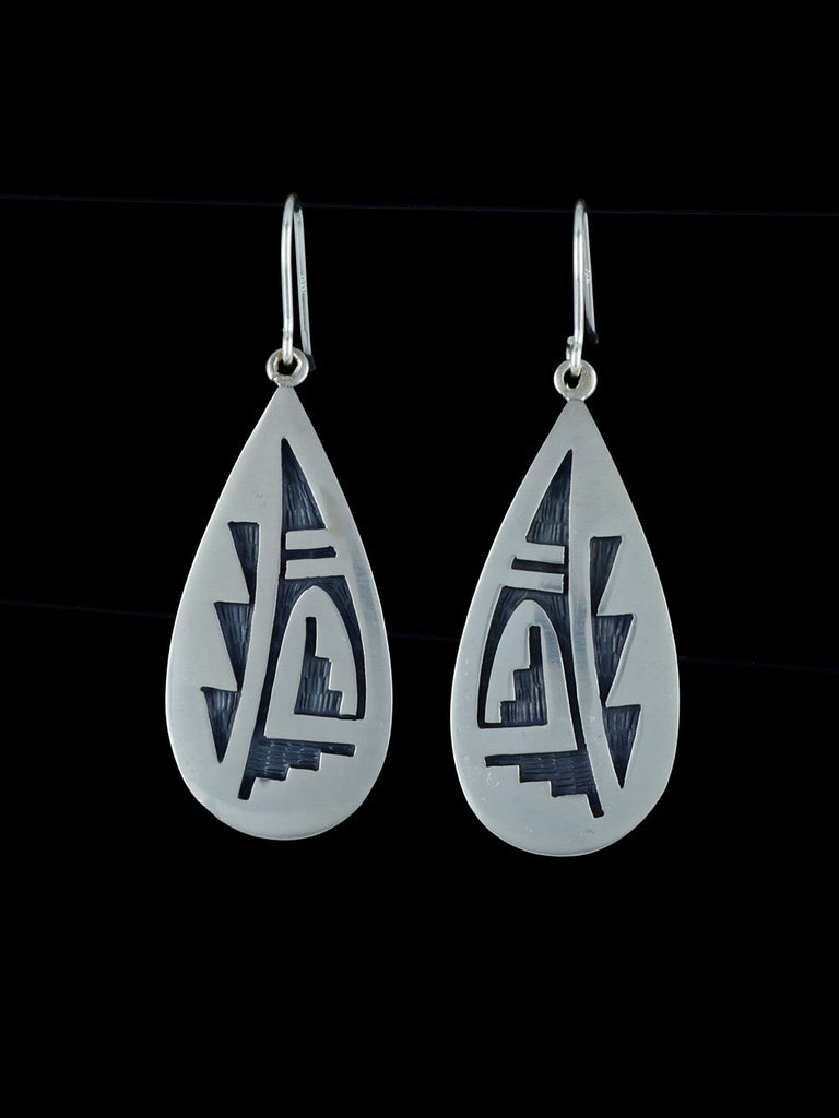 Sterling Silver Hopi Overlay Dangle Earrings - PuebloDirect.com