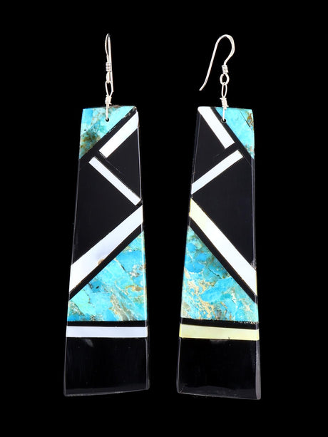 Santo Domingo Multi-Stone Inlaid Dangle Earrings - PuebloDirect.com