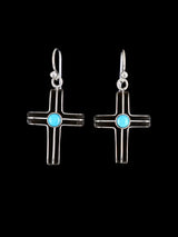 Native American Turquoise Dangle Cross Earrings - PuebloDirect.com