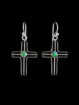 Native American Turquoise Dangle Cross Earrings - PuebloDirect.com