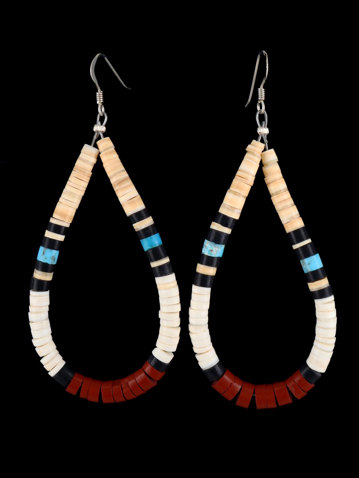 Shell Heishi Santo Domingo Dangle Earrings - PuebloDirect.com