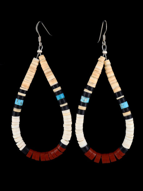 Shell Heishi Santo Domingo Dangle Earrings - PuebloDirect.com