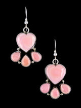 Navajo Pink Conch Sterling Silver Dangle Earrings - PuebloDirect.com
