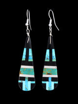 Santo Domingo Inlay Turquoise Mosaic Dangle Earrings