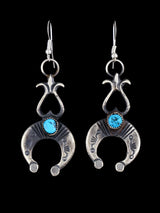 Navajo Turquoise Sterling Silver Naja Dangle Earrings