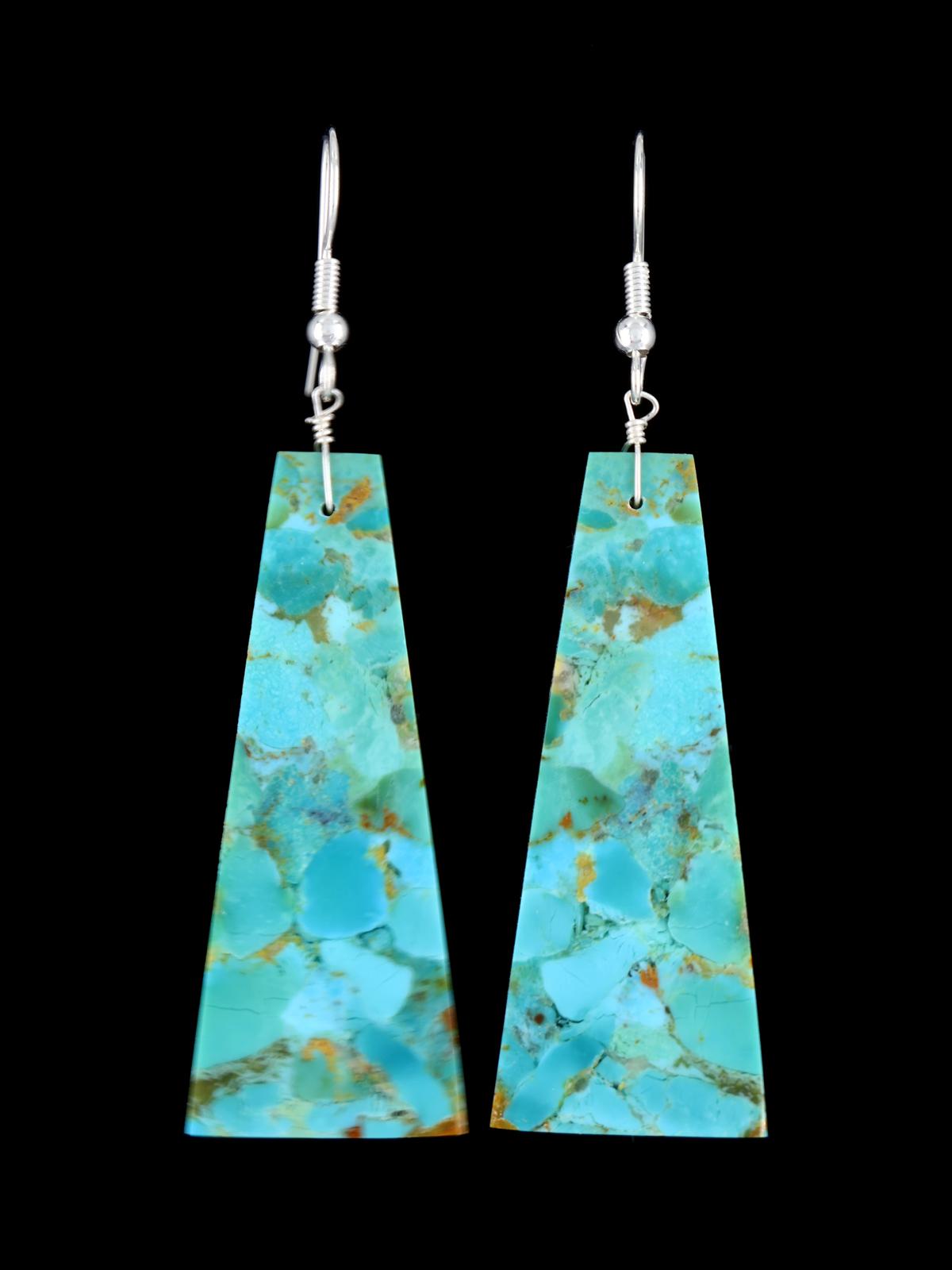 Navajo Compressed Turquoise Slab Earrings