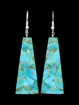 Navajo Compressed Turquoise Slab Earrings