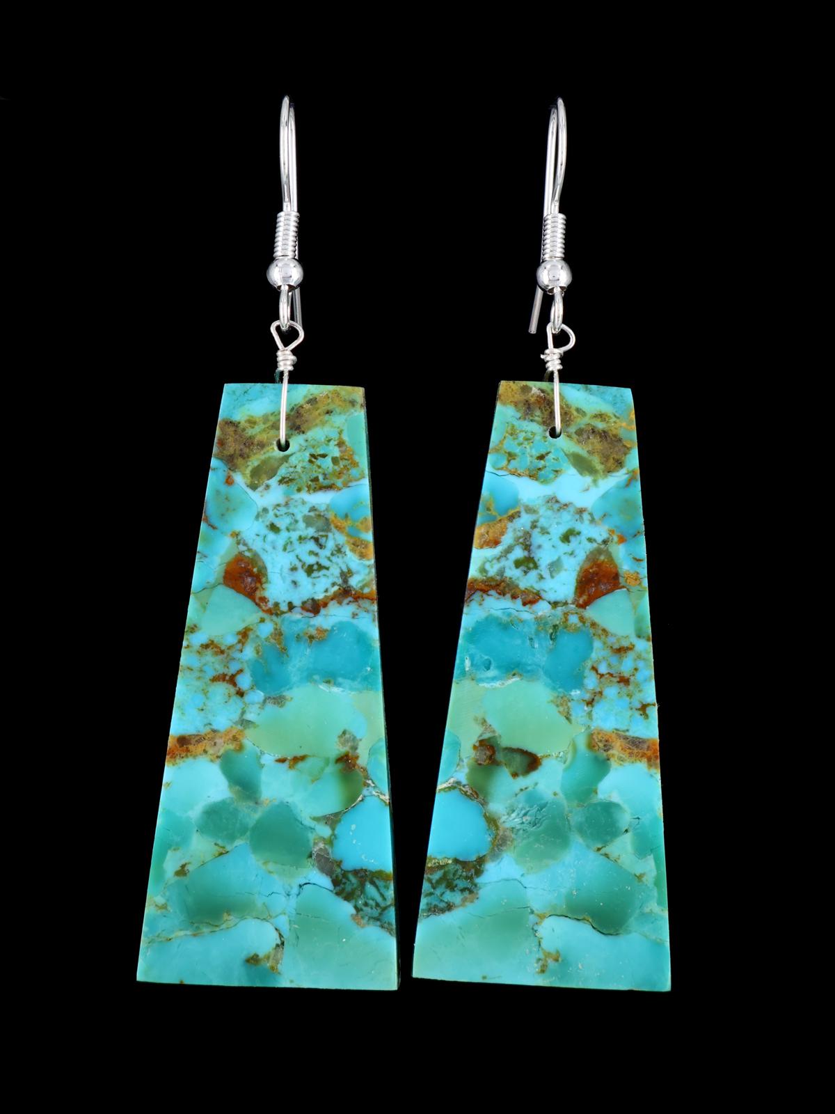 Navajo Compressed Turquoise Slab Earrings
