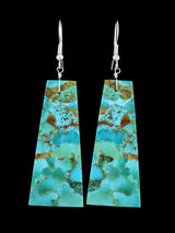 Navajo Compressed Turquoise Slab Earrings