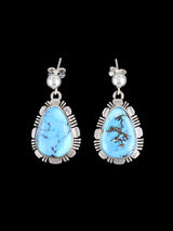 Navajo Golden Hill Turquoise Sterling Silver Post Earrings