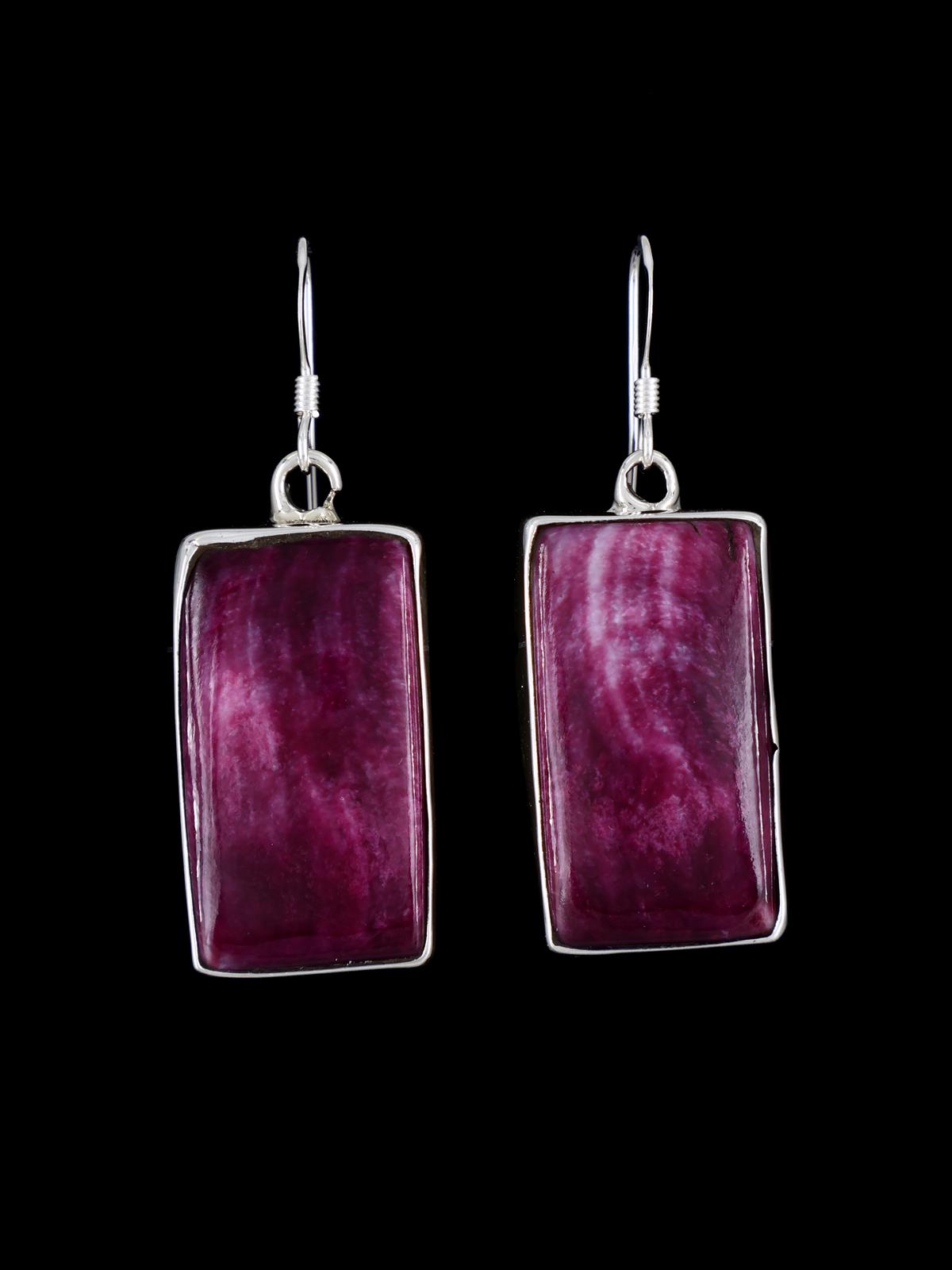 Navajo Spiny Oyster Sterling Silver Dangle Earrings